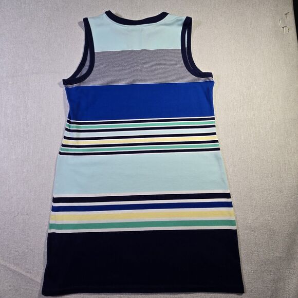Liz Claiborne Weekend Striped Knit Tank Dress Sleeveless Cotton Blue XL Nautical - Picture 2 of 7